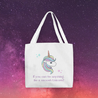 If you can be anything, Be a swoosh Unicorn! Canvas Tote Bag